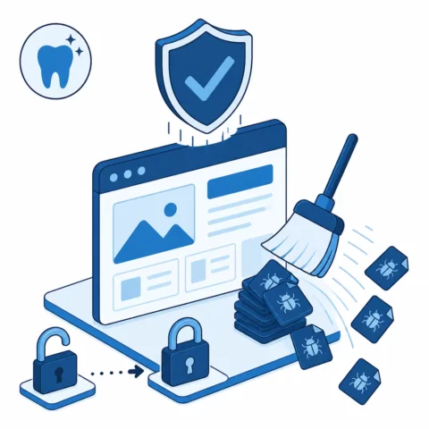 Иконка чистки WordPress-сайта стоматологии от вредоносного кода