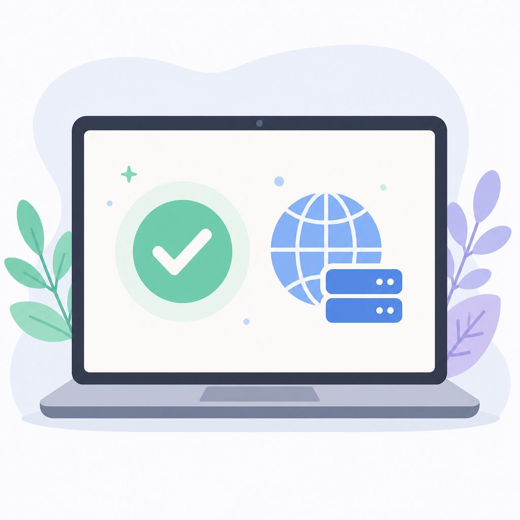 Ноутбук с галочкой верификации DNS