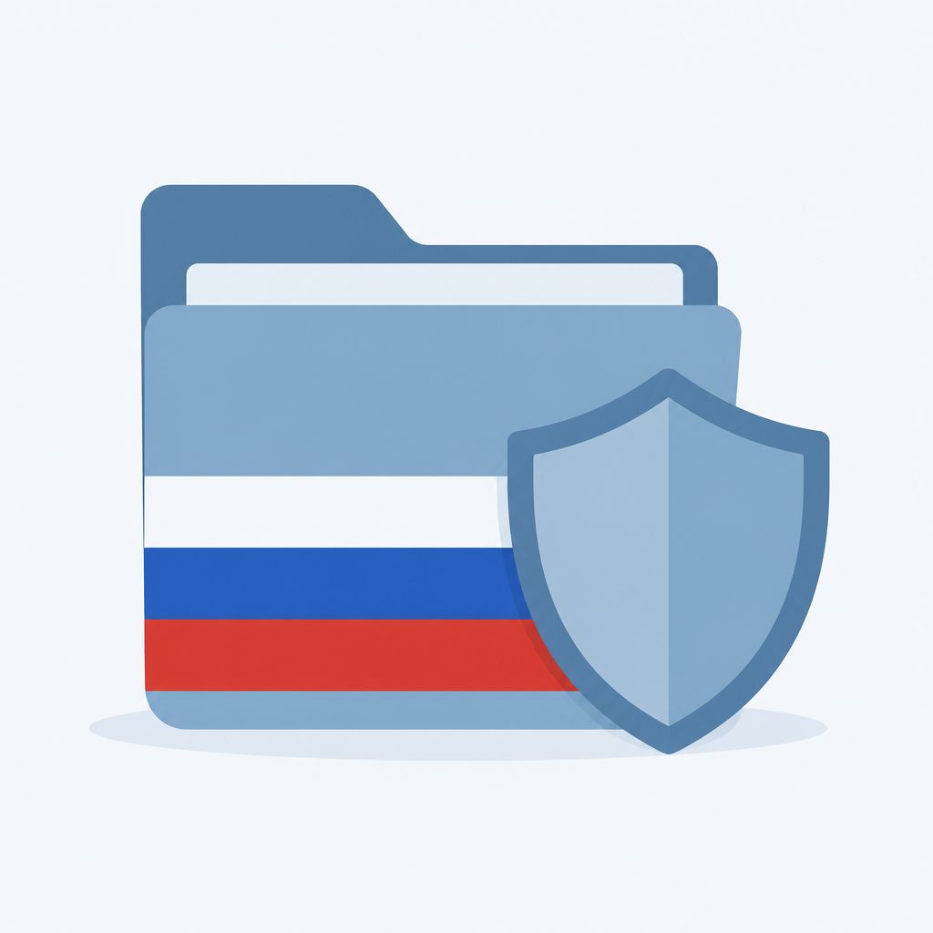 Папка с щитом и российским триколором